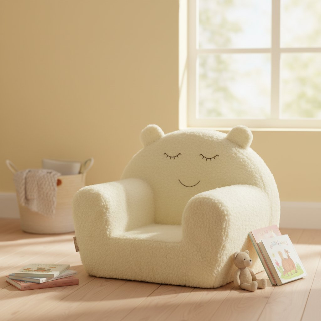 Kindersessel „Snuggly Shepherd“ – Kuscheliger Hund in Creme