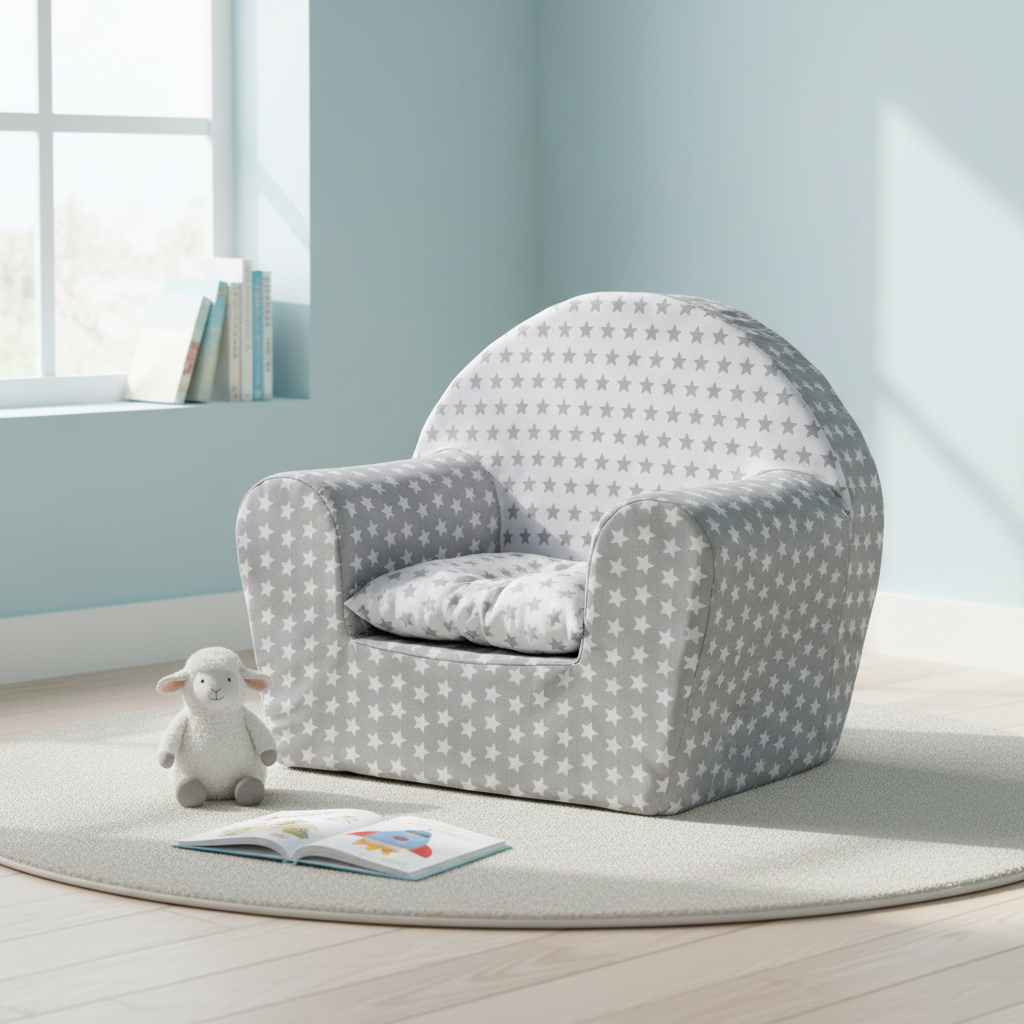 Kindersessel „Starry Dream“ – Grau mit Sternen