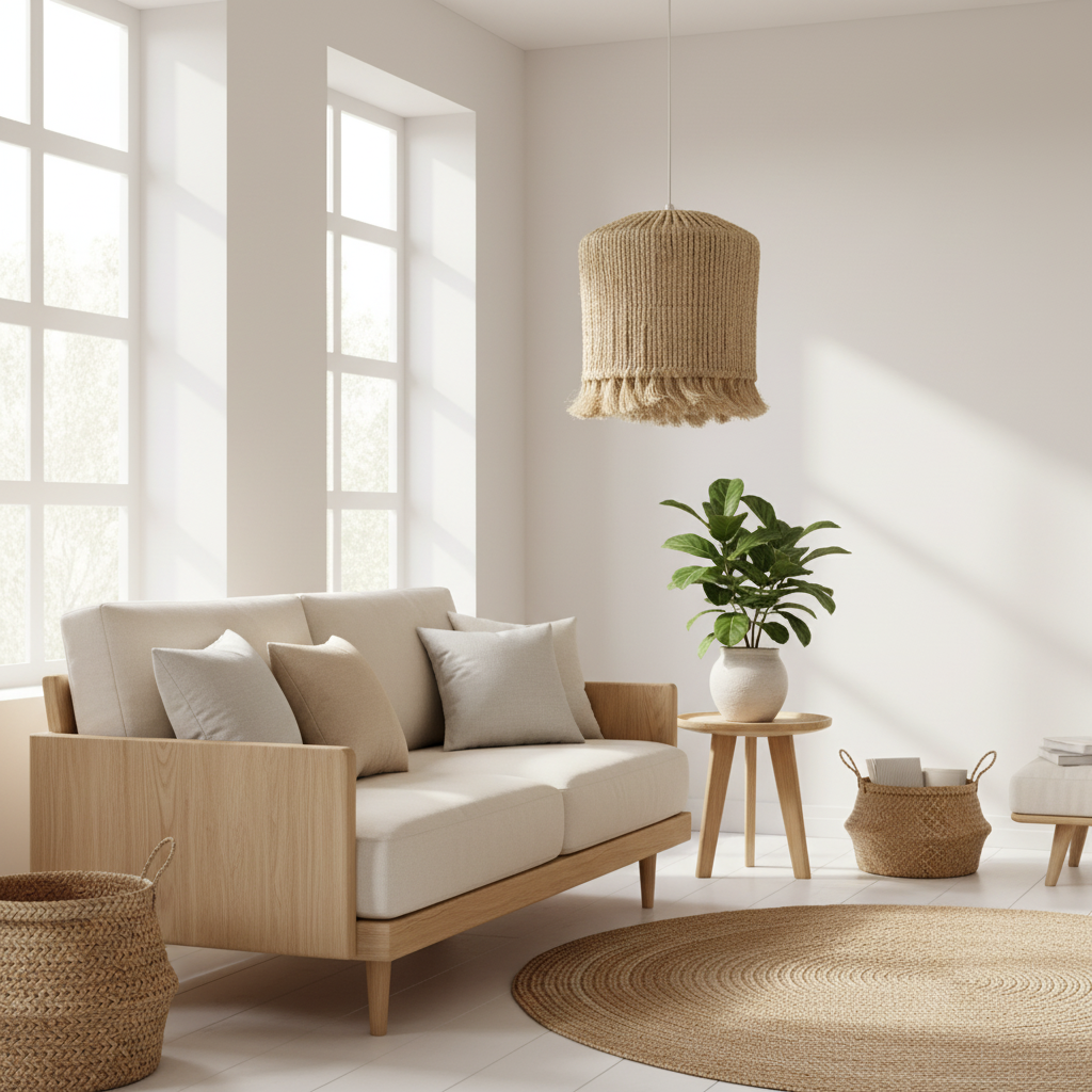 Lampenschirm "Boho Fringe" von DKD Home Decor aus Jute und Metall, 40 x 40 x 50 cm