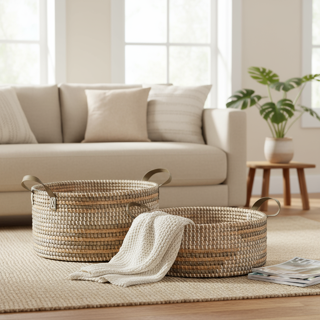 Korb-Set „Tropical Weave“ von DKD Home Decor – 2-tlg., Braun/Natur