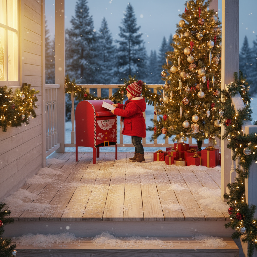 Weihnachtsdeko „Santa's Post“ – 28,5 x 26,5 x 52 cm