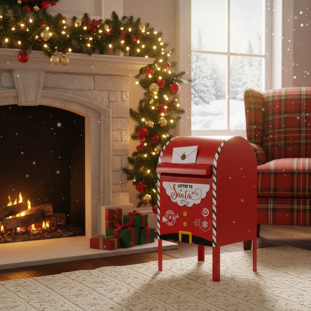 Weihnachtsdeko „Santa's Post“ – 28,5 x 26,5 x 52 cm