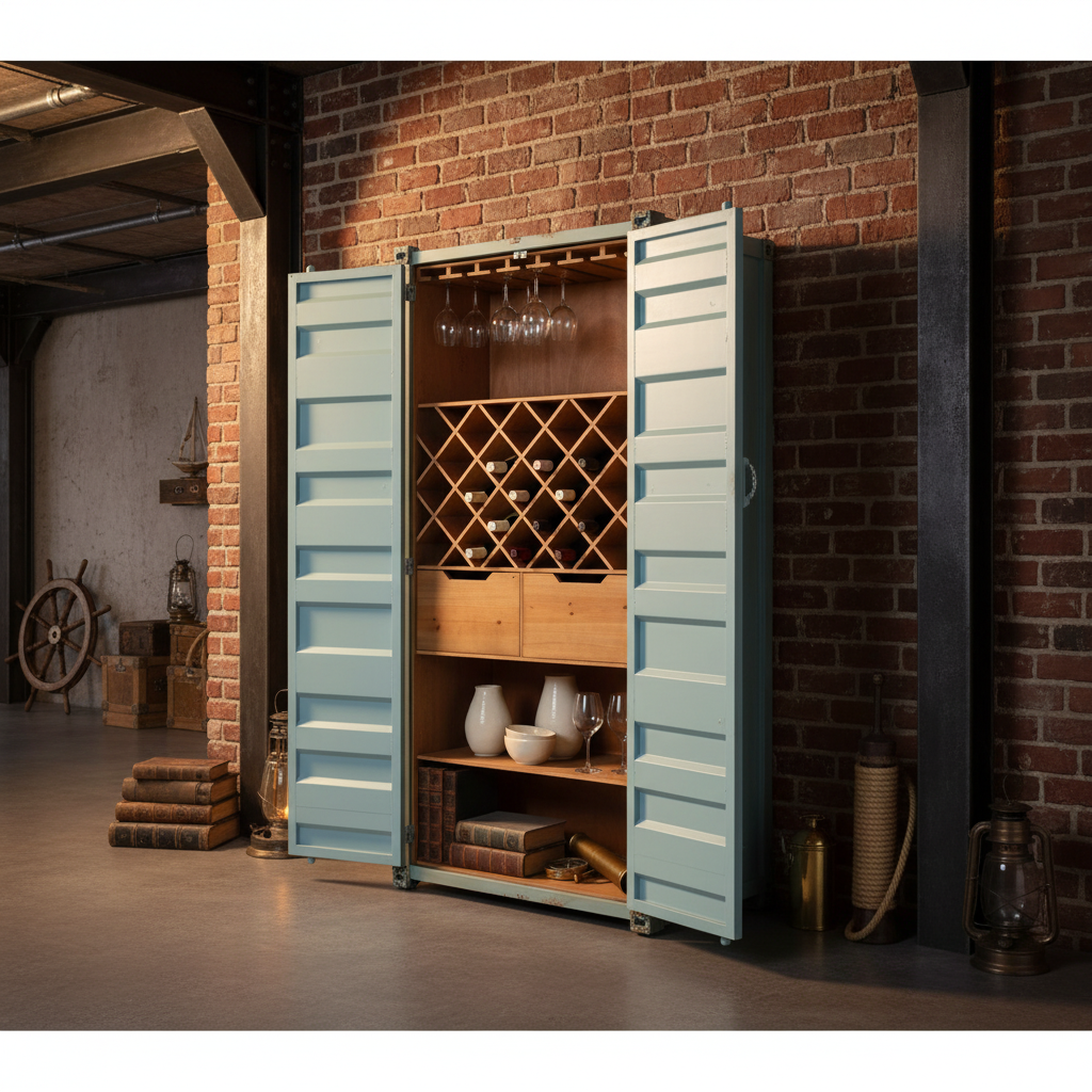 Barschrank "Industrial Container" von Home ESPRIT, 76,5 x 39,5 x 157,5 cm
