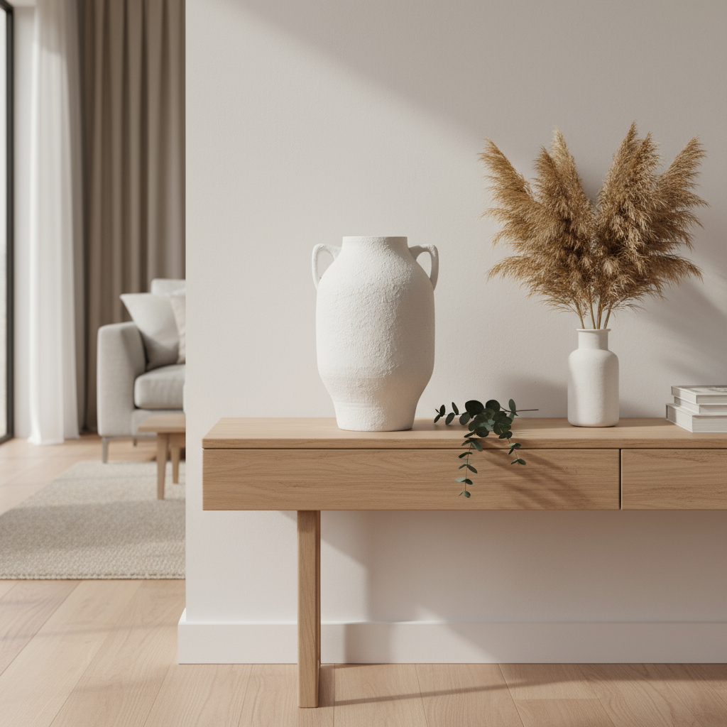 Vase „Sculptural White“ von Home ESPRIT – Ø 39 cm, Höhe 60 cm