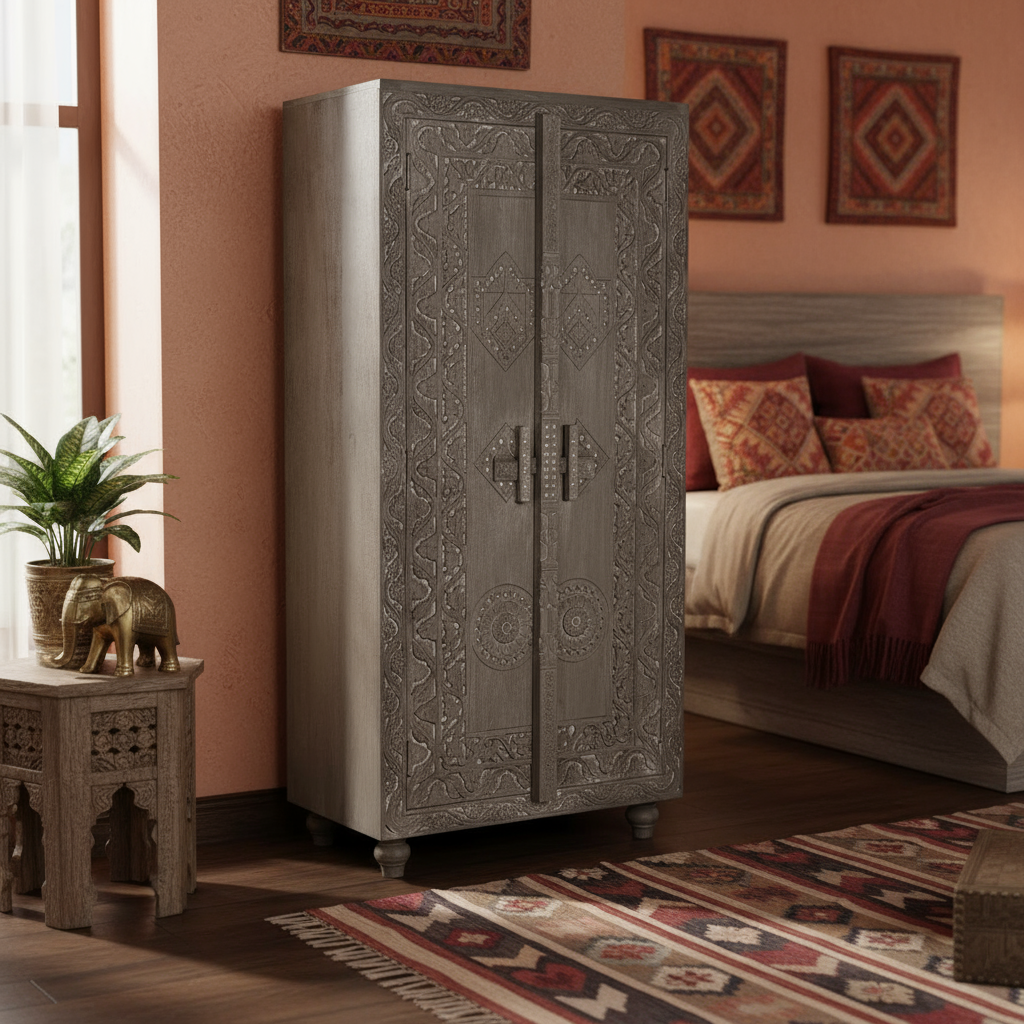 Kleiderschrank "Oriental Carvings" von Home ESPRIT, 85,5 x 47 x 180 cm