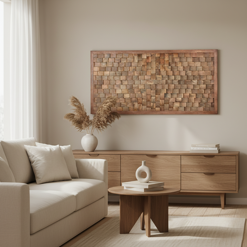 Wandpaneel "3D Wood Mosaic" von Home ESPRIT, 160 x 5 x 80 cm
