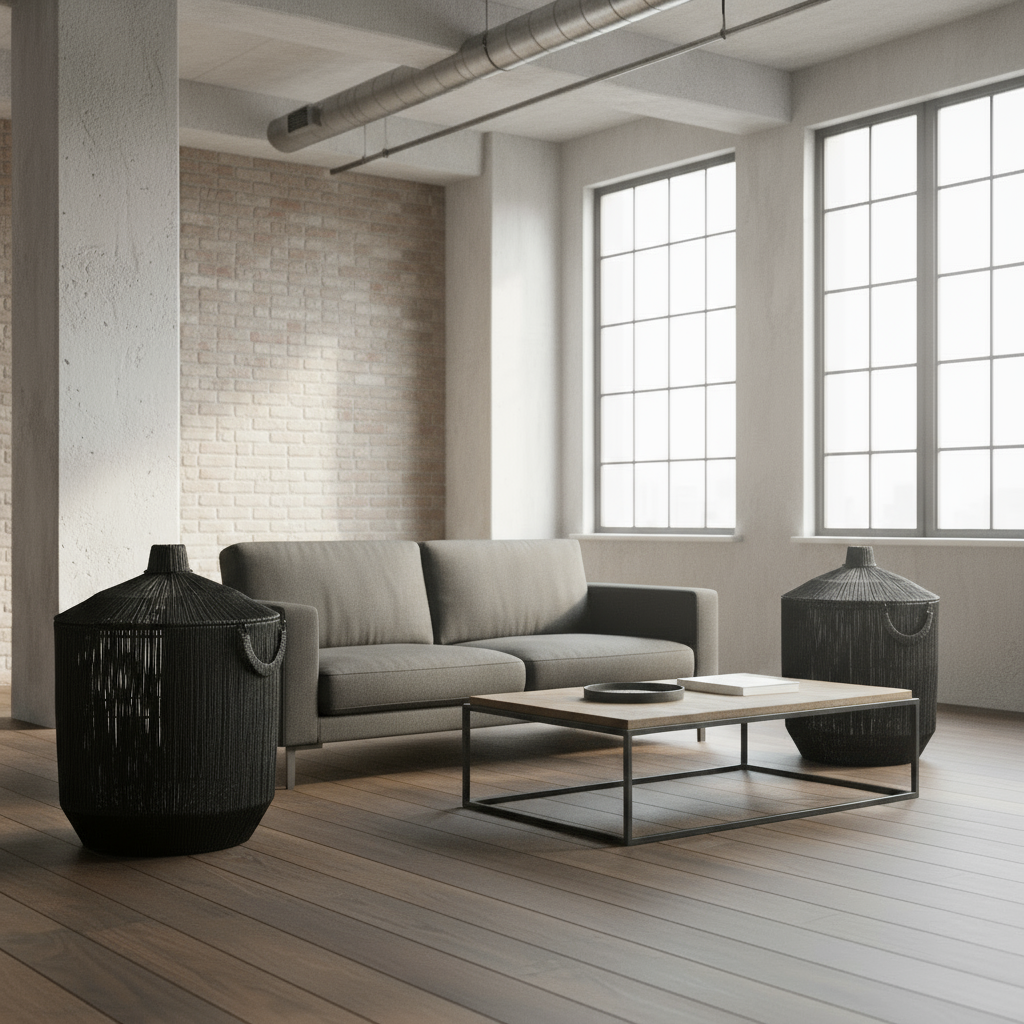 Korb-Set „Metro“ von HOME ESPRIT – Jute & Metall, 2-teilig
