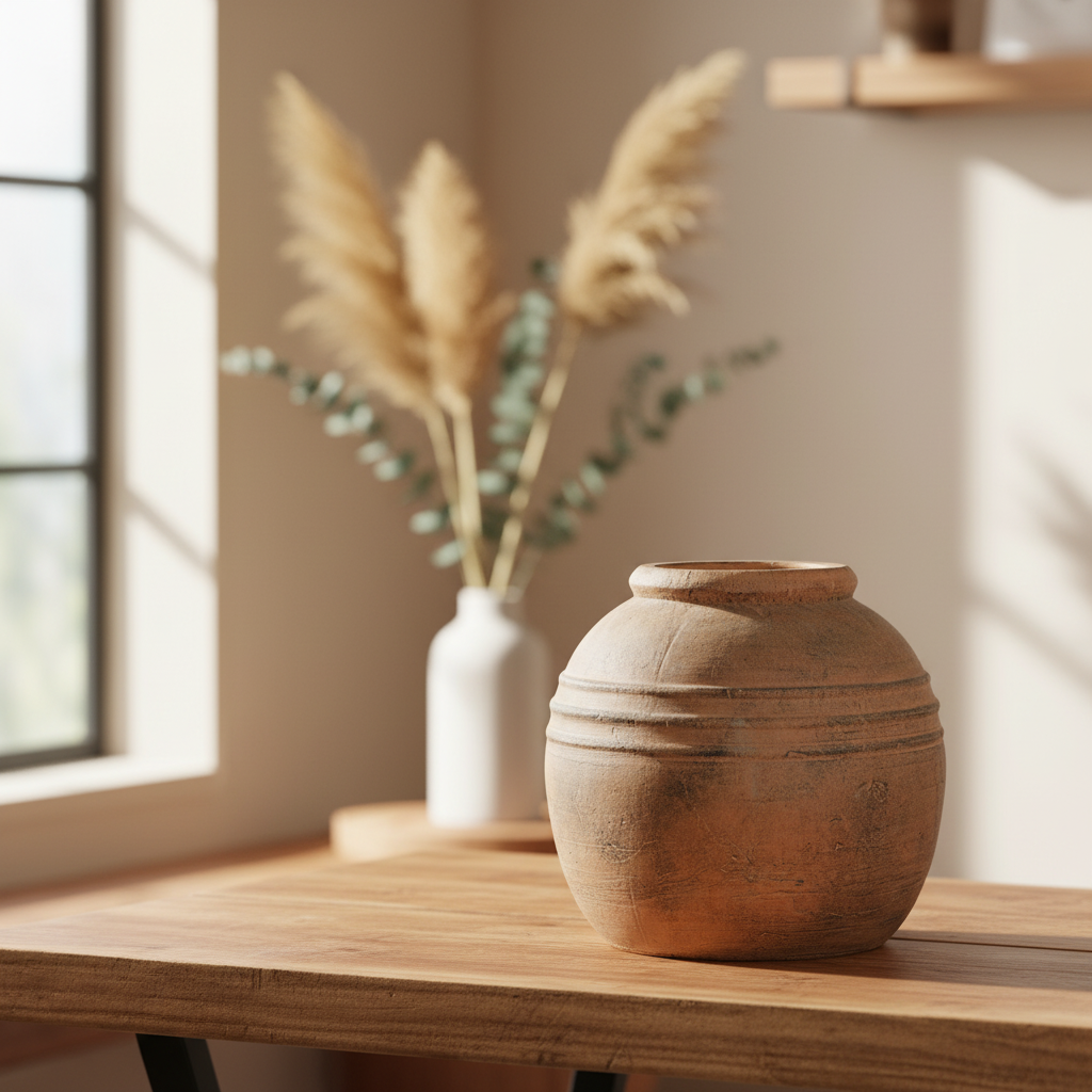 Vase „Terracotta Stone“ von Home ESPRIT – Ø 32 cm, Höhe 30 cm