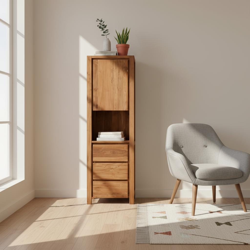 Beistellschrank „Ceylon“ von HOME ESPRIT – Teakholz, 60 x 40 x 190 cm