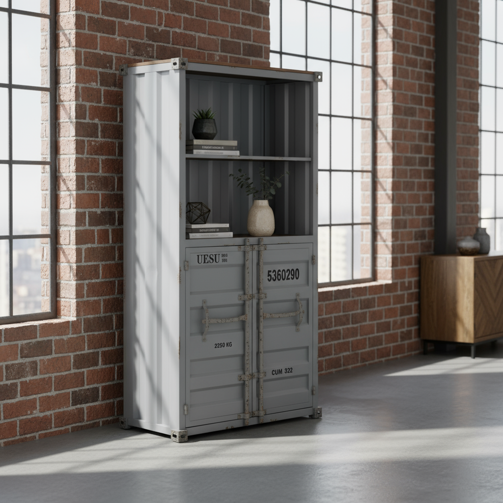 Regal „Container“ von HOME ESPRIT – Metall & Holz, 87 x 44 x 168,5 cm