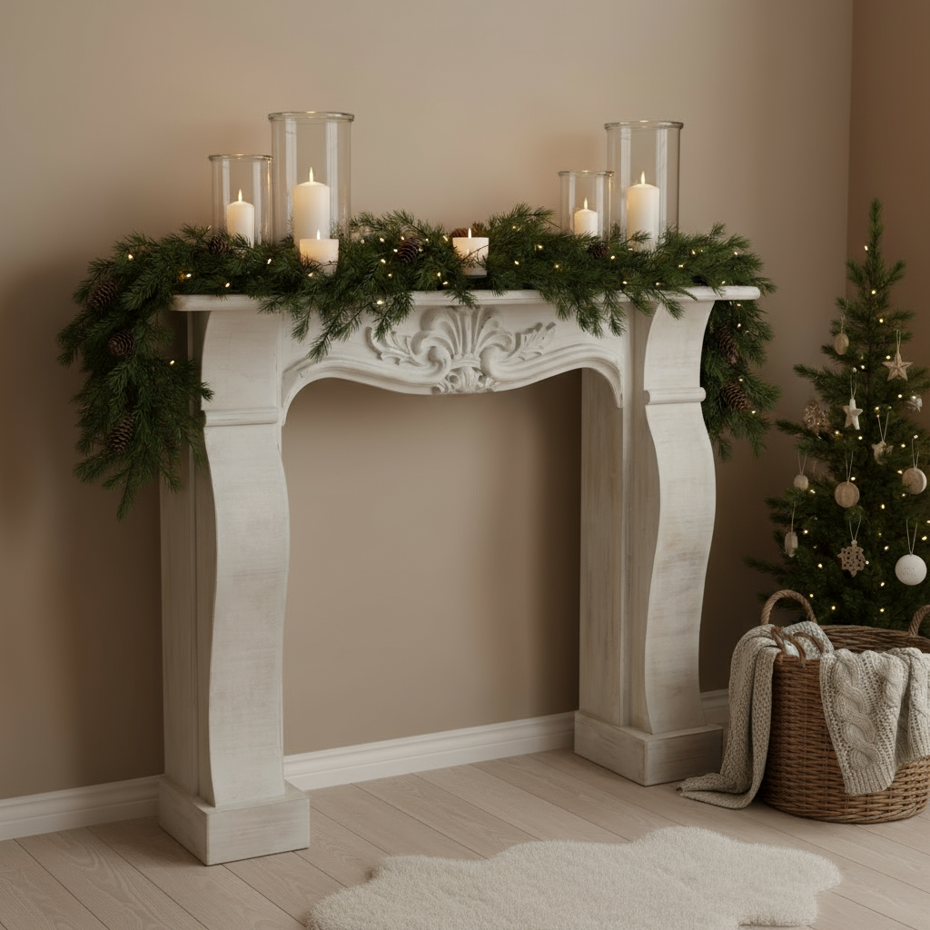 Kaminumrandung "Classic White" von Home ESPRIT, 125 x 27 x 104 cm