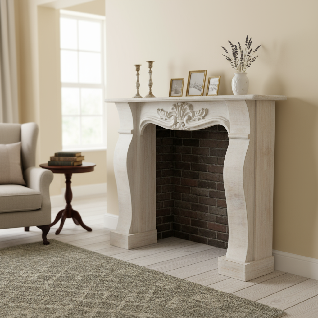Kaminumrandung "Classic White" von Home ESPRIT, 125 x 27 x 104 cm
