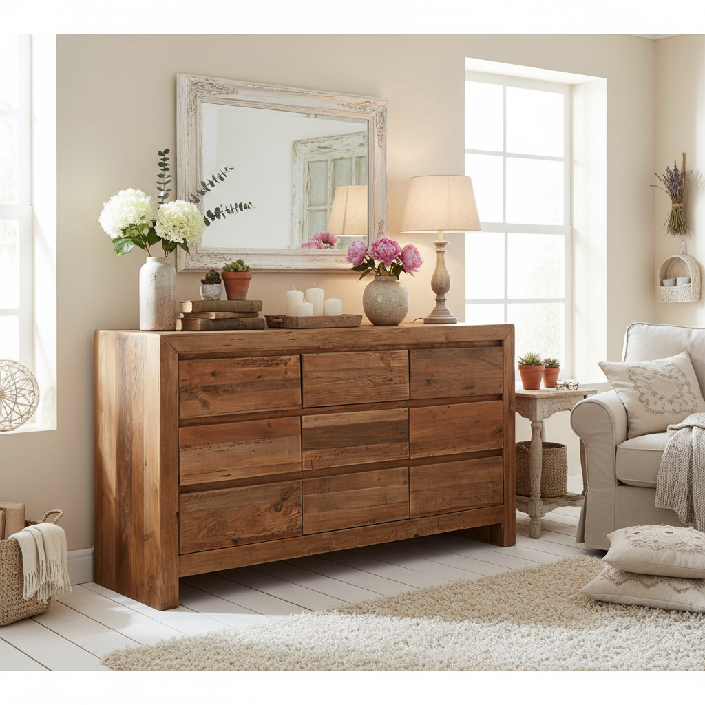 Kommode „Vintage“ von HOME ESPRIT – Recyceltes Kiefernholz, 161 x 48 x 90 cm