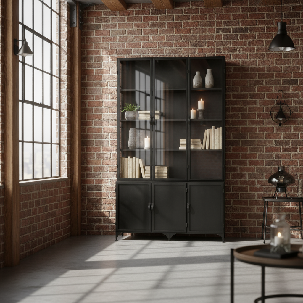 Vitrinenschrank „Metro“ von HOME ESPRIT – Metall, 142 x 47 x 240 cm