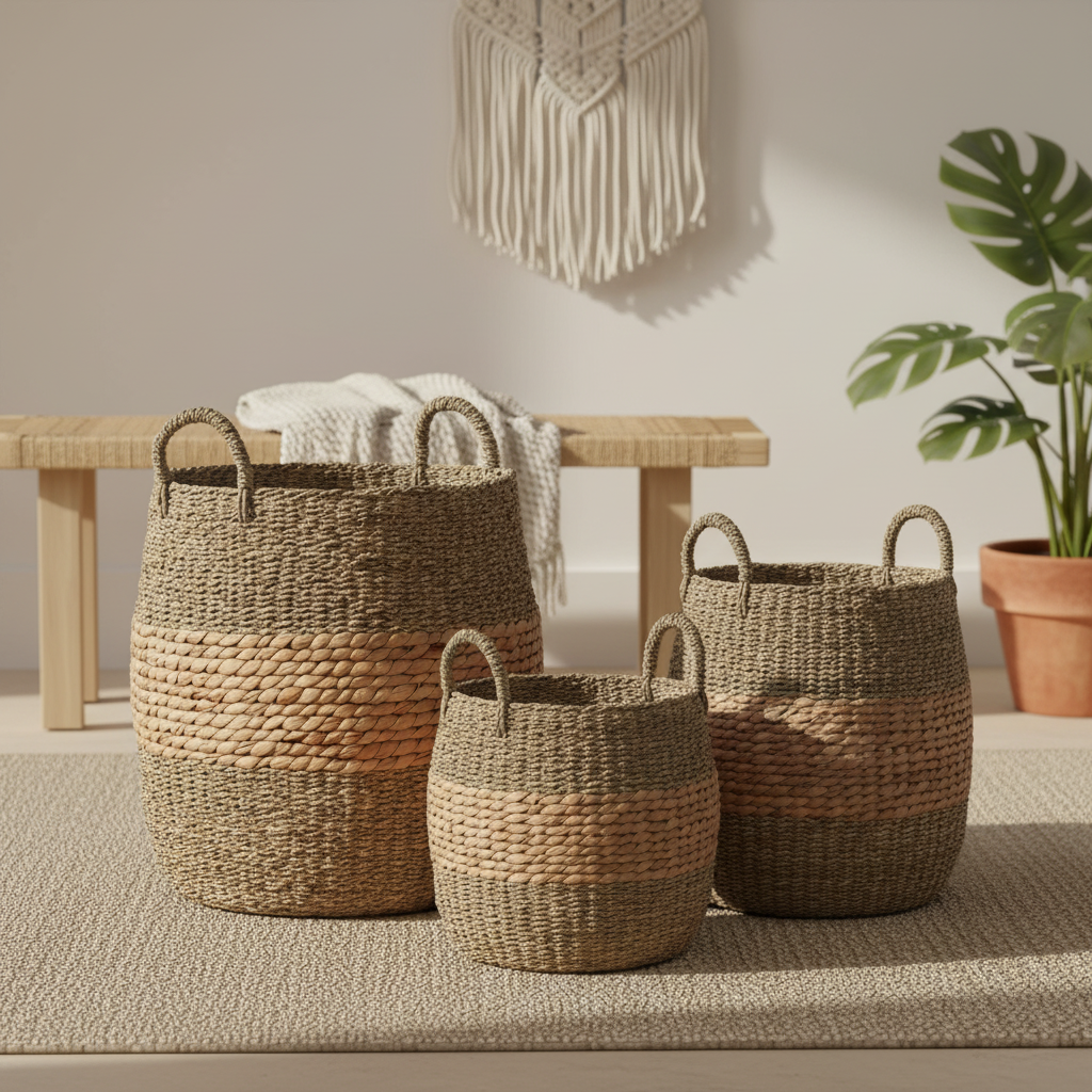 Aufbewahrungskorb-Set "Tropical Weave" von Home ESPRIT (3-teilig)