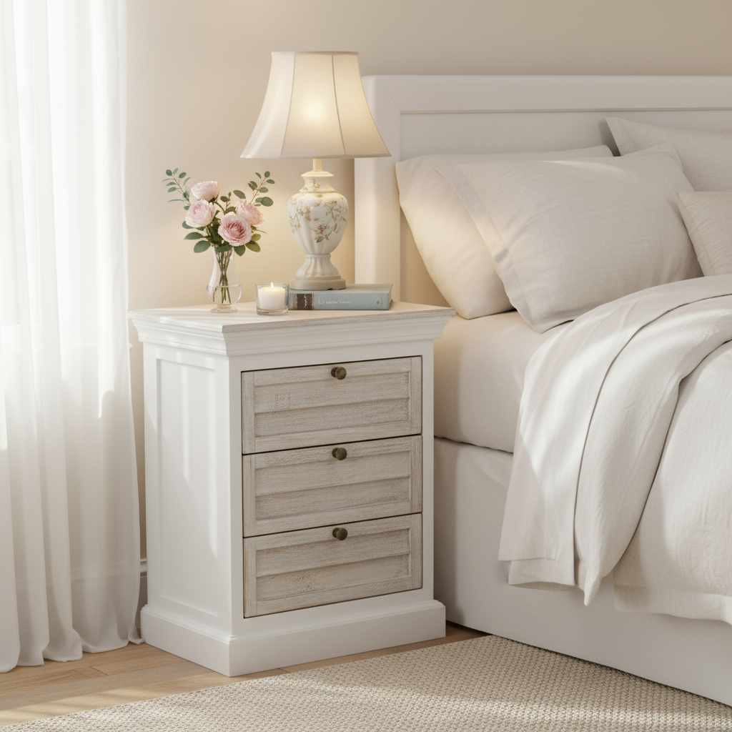 Nachttisch „Luna“ von HOME ESPRIT – Mangoholz, 55 x 35 x 65 cm
