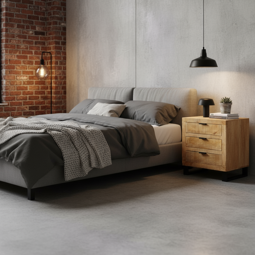 Nachttisch „Haven“ von HOME ESPRIT – Mangoholz & Metall, 64 x 44 x 64 cm