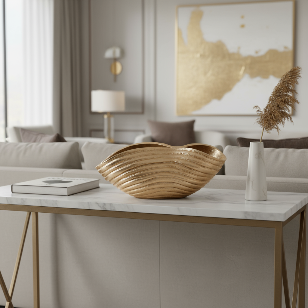 Dekoschale "Golden Wave" von Home ESPRIT, 30 x 16 x 14 cm