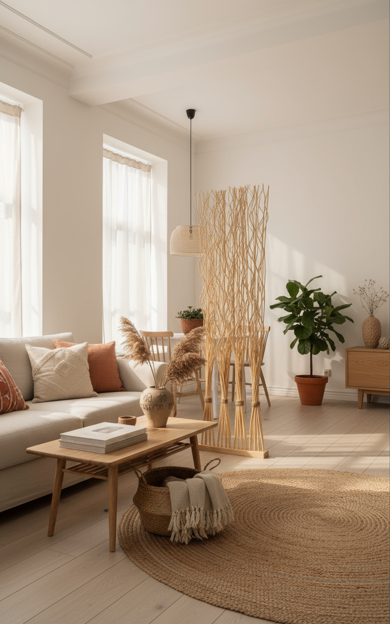 Spanische Wand „Willow“ von GIFT DECOR – Weidenholz, 50 x 182 x 13 cm