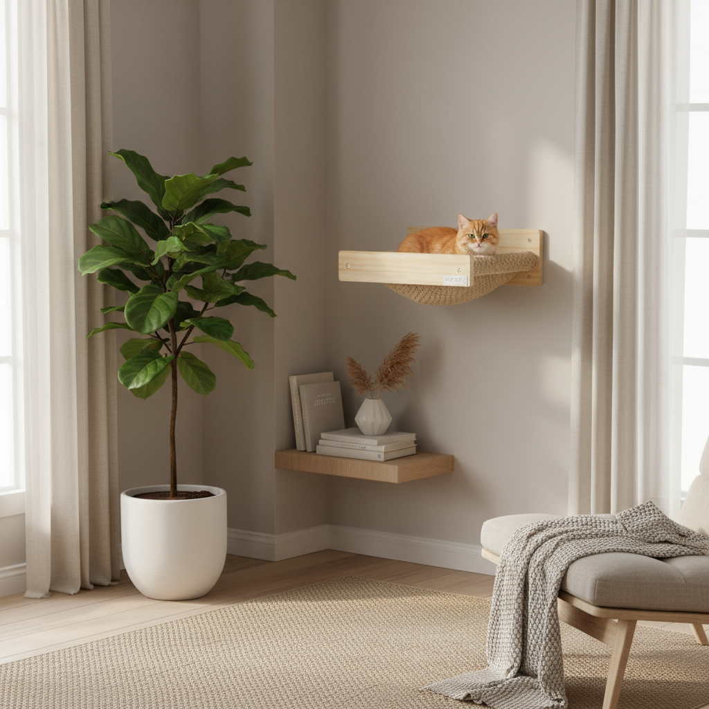 Katzen-Hängematte „TIMBER“ von KERBL – Massivholz, 38 x 33,5 x 16 cm