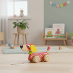 Nachzieh-Hund "Wackel-Waldi" von Goula aus Holz, FSC-zertifiziert, Kinderspielzeug