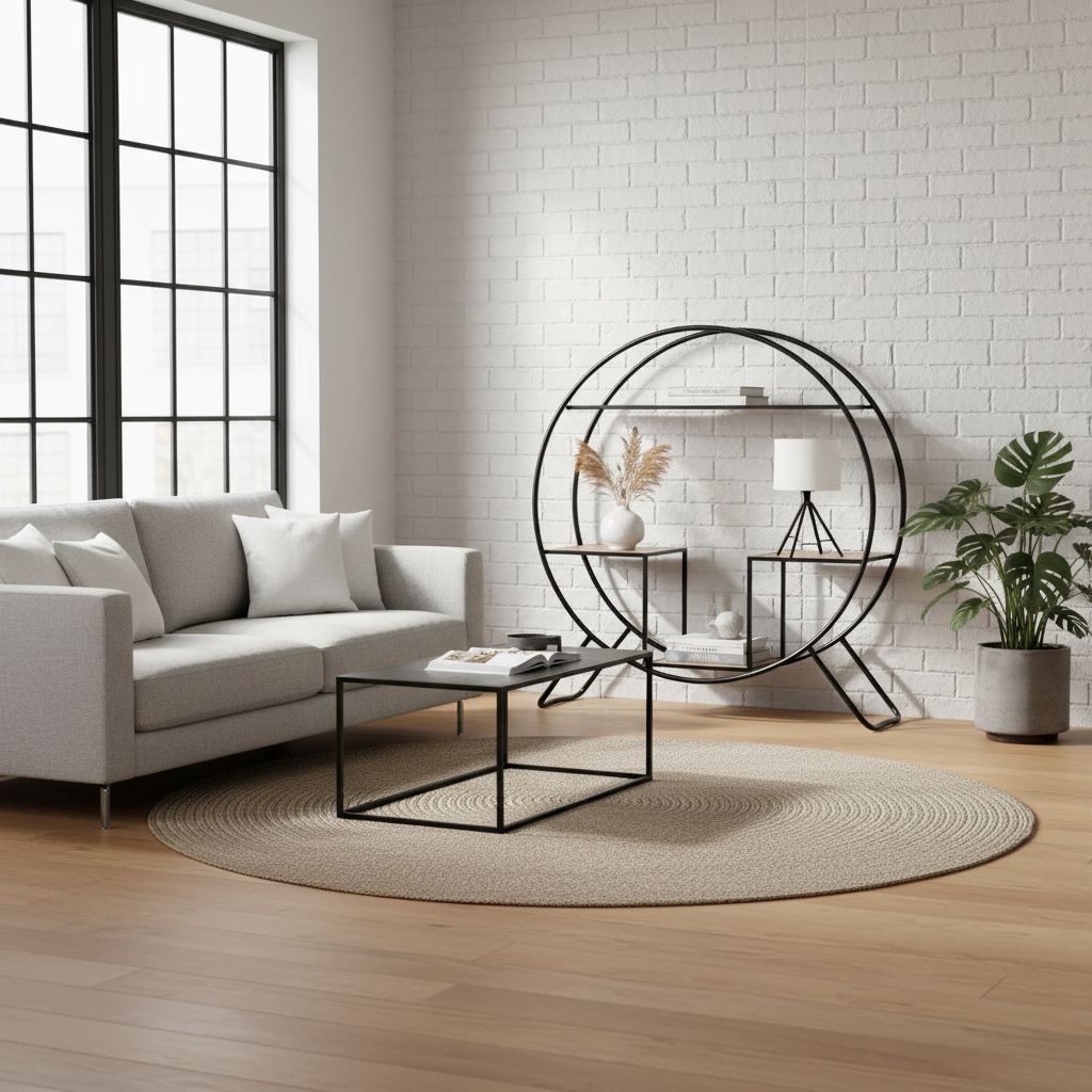 Regal „Round Style“ von DKD Home Decor – Ø 90 cm, Höhe 100 cm, Tiefe 30 cm