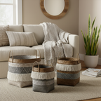 Korb-Set „Boho Weave“ von DKD Home Decor – 3-tlg., Naturfarben