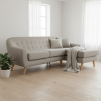 Ecksofa „Scandi Harmony“ von Home ESPRIT in Grau/Creme – 226 x 144 x 84 cm