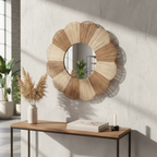 Wandspiegel „Bloom“ in Rattan – Ø 87 cm x 8 cm