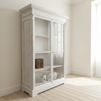 Vitrinenschrank „Vintage Charm“ von Home ESPRIT, weiße Decapé-Optik – 130 x 55 x 209 cm