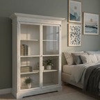 Vitrinenschrank „Vintage Charm“ von Home ESPRIT, weiße Decapé-Optik – 130 x 55 x 209 cm