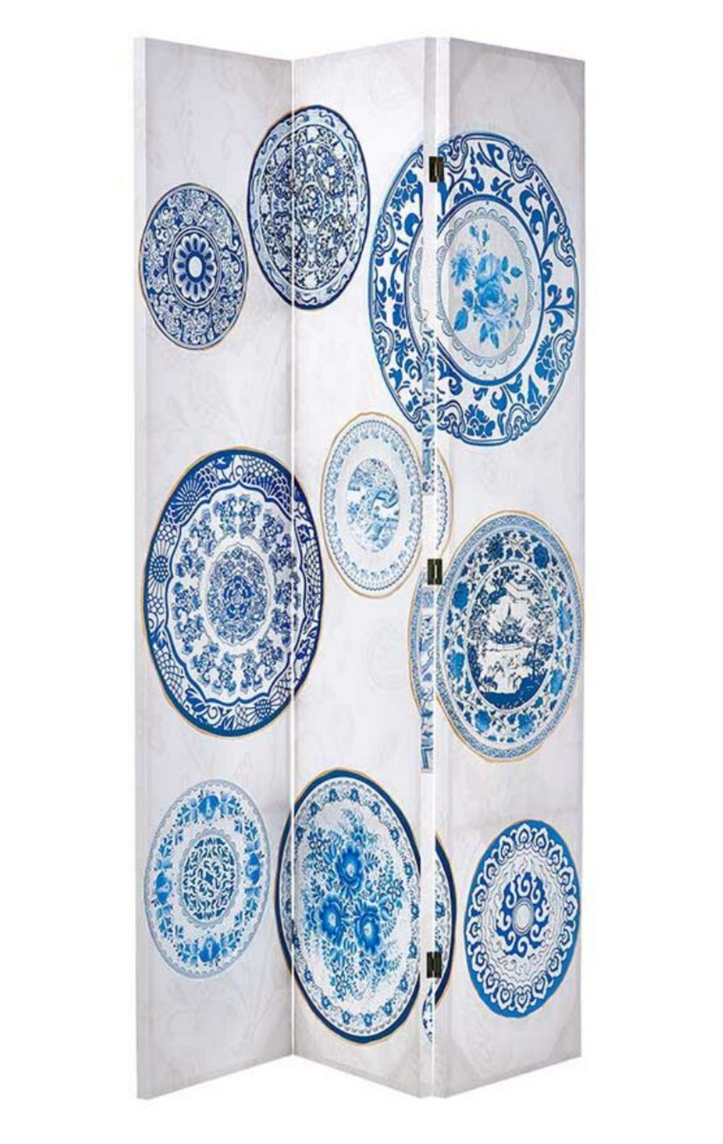Raumteiler „Blue Porcelain“ von Gift Decor in Blau/Weiß – 122 x 180 cm