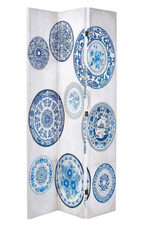 Raumteiler „Blue Porcelain“ von Gift Decor in Blau/Weiß – 122 x 180 cm