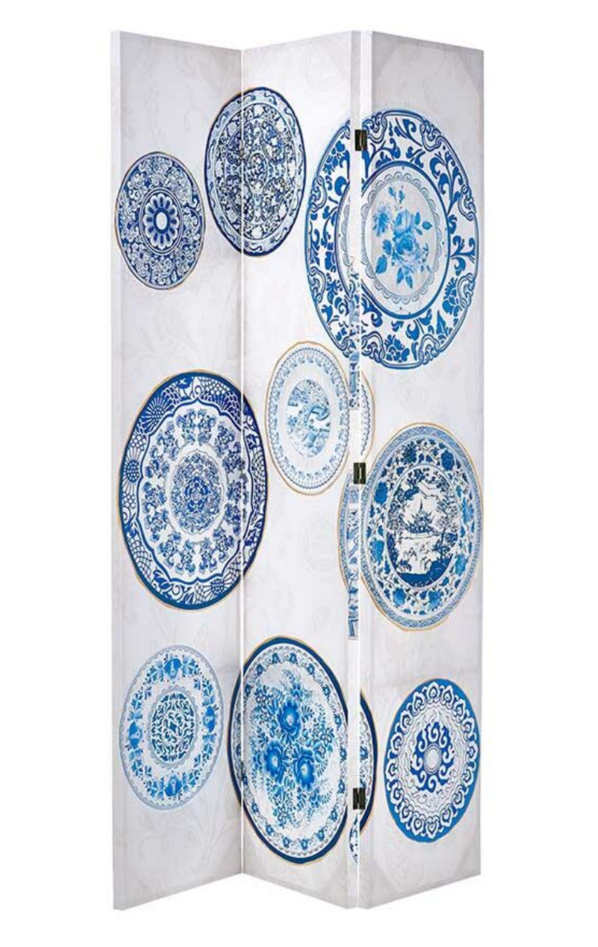 Raumteiler „Blue Porcelain“ von Gift Decor in Blau/Weiß – 122 x 180 cm